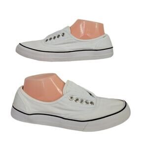 MOSSIMO Supply Co. White & Navy Blue Canvas Low Top Sneakers - Needs Laces